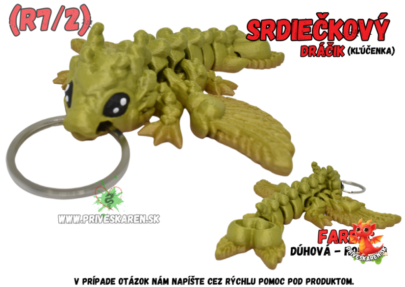 Srdiečkový dráčik (kľúčenka) - Farba produktu: Dúhová - Horčica