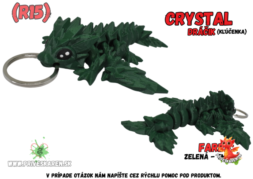 Crystal dráčik (kľúčenka) - Farba produktu: Zelená tmavá [R15]
