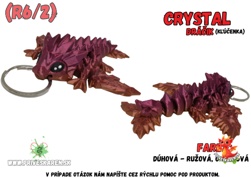 Crystal dráčik (kľúčenka) - Farba produktu: Dúhová - Ružová, Oranžová [R6/2]