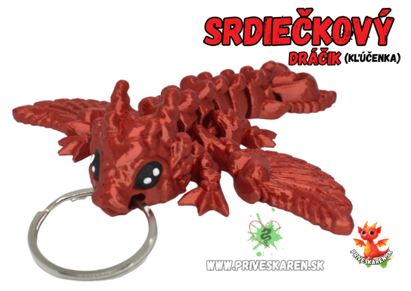 Srdiečkový dráčik (kľúčenka) - Farba produktu: Dúhová - Zlatá