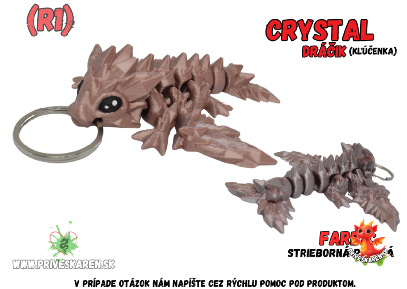 Crystal dráčik (kľúčenka) - Farba produktu: Strieborná Ružová [R1]