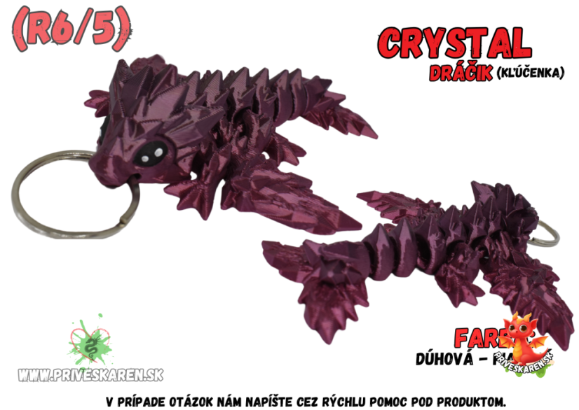 Crystal dráčik (kľúčenka) - Farba produktu: Dúhová - Fialová [R6/5]