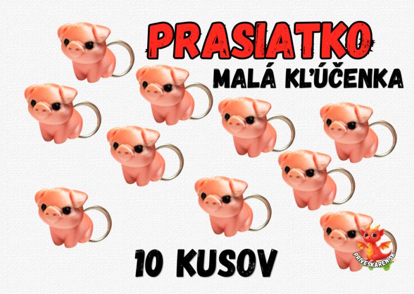 Ružové Prasiatko - Malá kľúčenka - Aký balíček?: 10 kusov