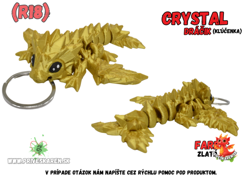 Crystal dráčik (kľúčenka) - Farba produktu: Zlatá [R18]