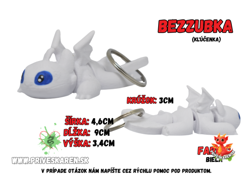 Bezzubka dráčik (Kľúčenka) - Farba produktu: Biela - Beska